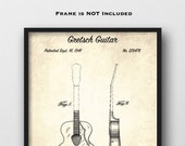 1941 Gretsch Guitar Patent Art Print - Gretsch Guitar Patent Art - Gretsch Guitar Blueprint Art - Guitar Player Gift - Music Room Decor