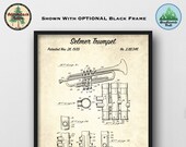 Selmer Trumpet Patent Art Print - Vintage 1939 Poster Art - Music Room Wall Decor - Music Gift - Music Store Wall Art