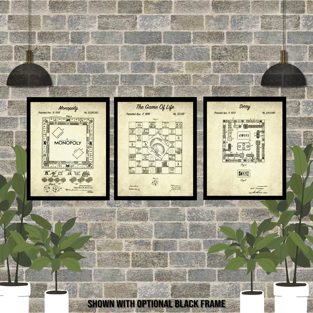 Set of 3 Board Games Patent Prints Board Games Posters - Etsy