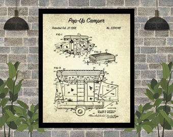 1958 Camping Trailer Patent Art Print Vintage Camper Design Blueprint Retro  Camping RV Poster Art Camper Gift Camping Wall Decor 