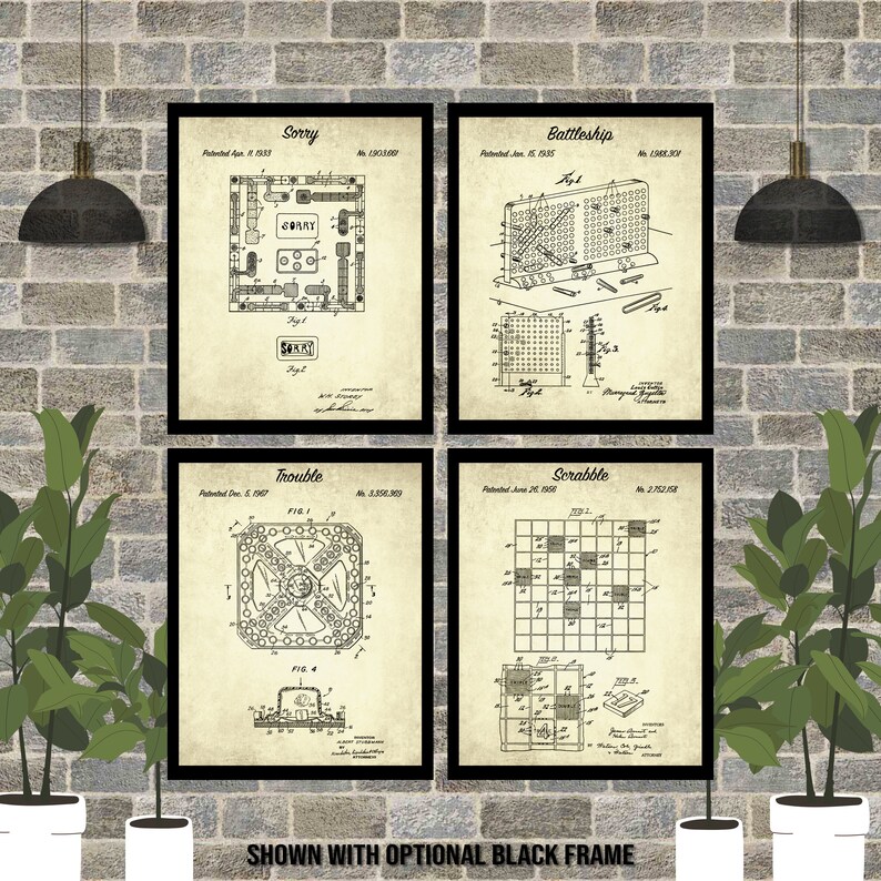 Set of 4 Board Game Patent Prints Retro Board Game Patent - Etsy