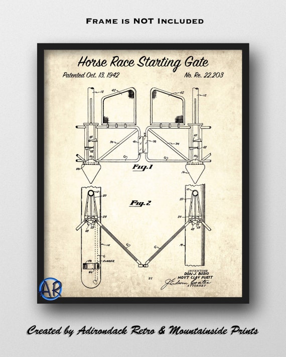 Horse Racing Starting Gate Patent Art Print 1942 Horse Etsy