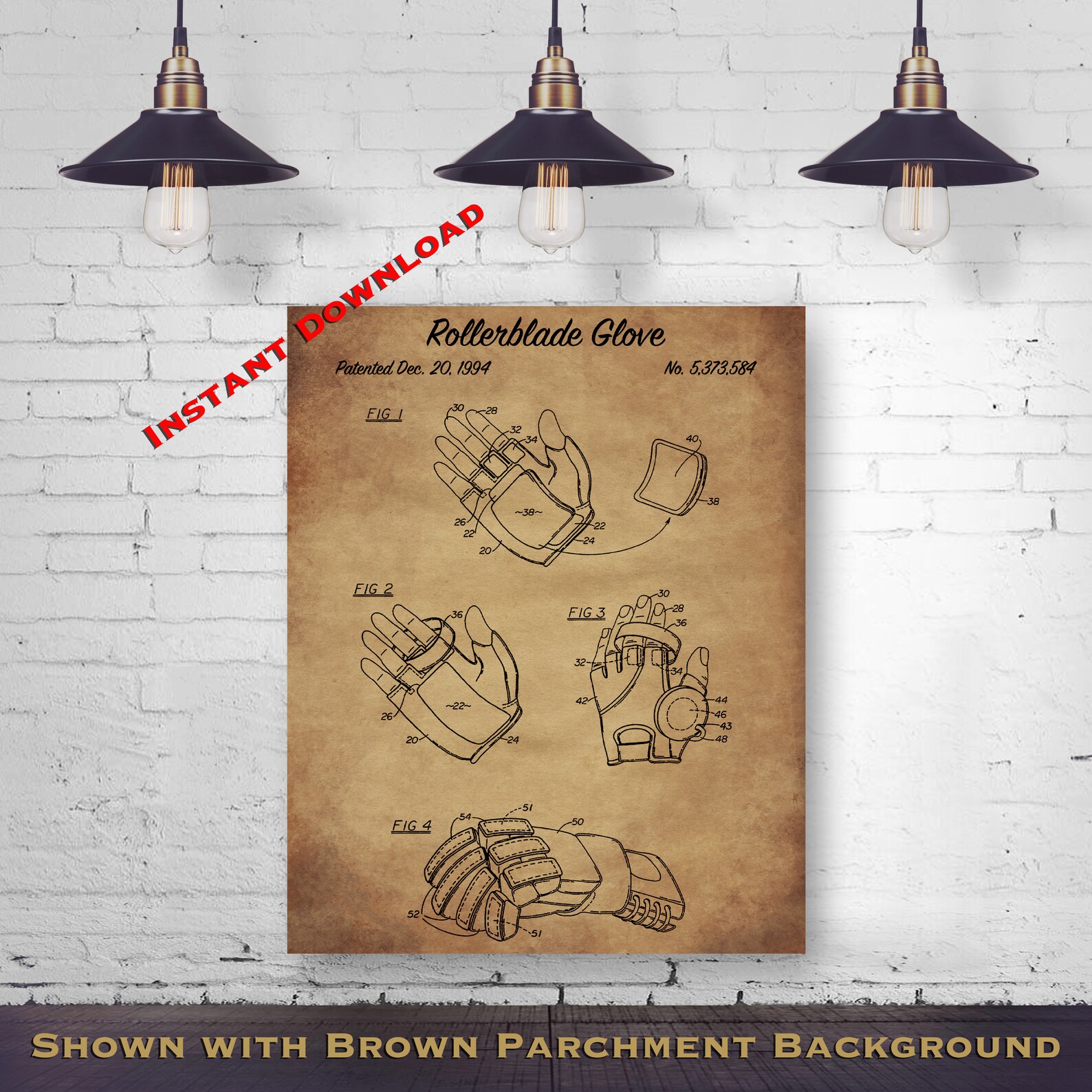 1994 Rollerblade Glove 8x10 Printable Patent Etsy