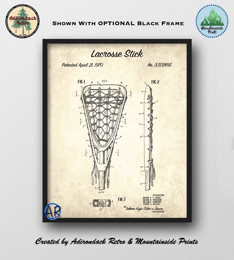 Lacrosse Stick Patent Art Print 3 Lacrosse Stick Art Print Etsy