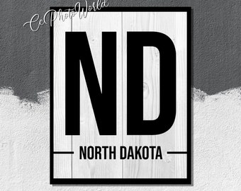 North Dakota State Abbreviation Art Print - North Dakota Wall Art - US Wall Art - North Dakota Pride Gift -  North Dakota Modern Art