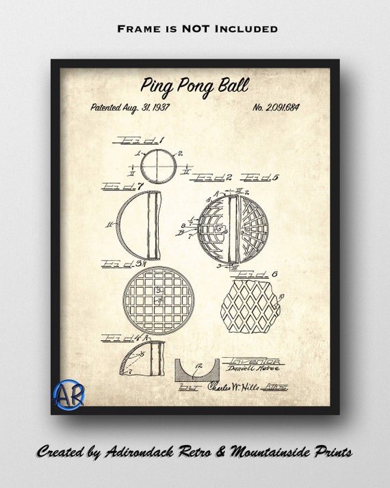 Ping Pong Ball Patent Art Print 1937 Ping Pong Ball Patent Etsy