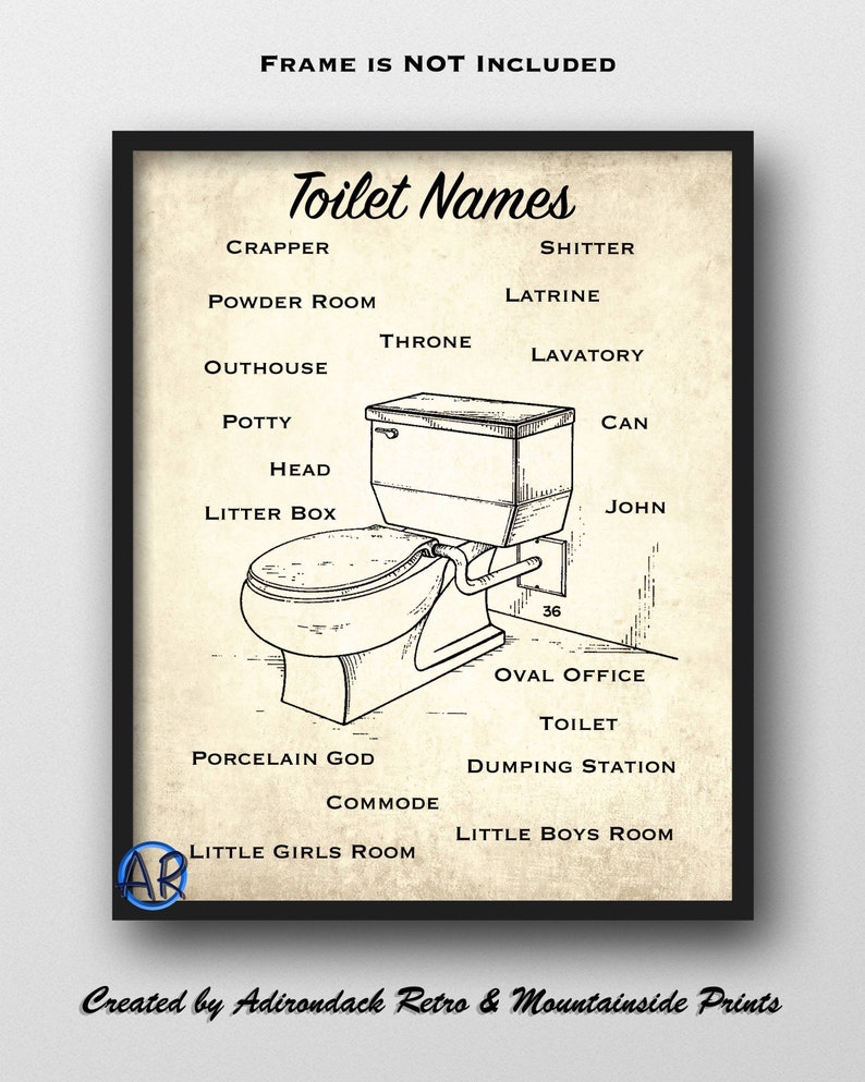 TOILET NAMES Bathroom Novelty Print Unique Bathroom Wall Etsy