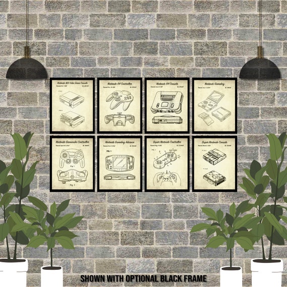 Marco No Incluido Patent Póster Con Diseños Patentes Decoracion de Hogar Inventos Carteles Prints Wall Art Posters Regalos Decor Blueprint Gaming Poster de Patente Pack de 4 Láminas 