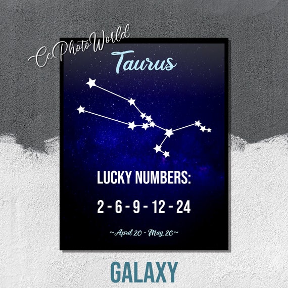 Taurus Lucky Numbers Horoscope Wall Art Taurus Zodiac Art Etsy