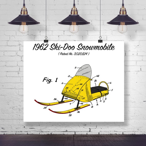 Ski Doo Snowmobile Colorized Patent Art Print Snowmobile Etsy