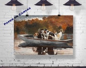 Hunting Dogs In Boat by Winslow Homer 1889 Reproduction Art Print - Canvas Giclee Print - Canvas Wall Art - Canvas Art Poster - Vintage Dogs