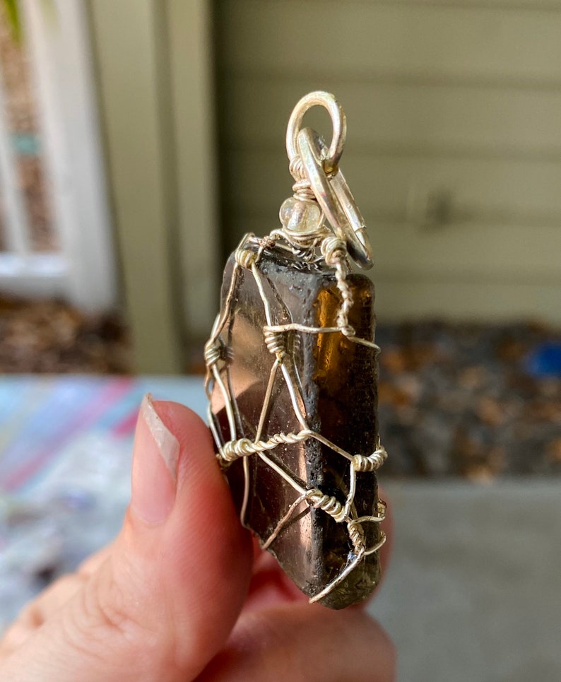 Silver wire wrapped sea glass pendant