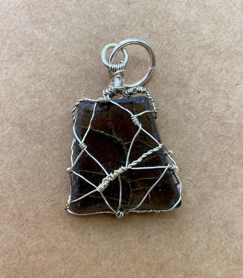 Silver wire wrapped sea glass pendant
