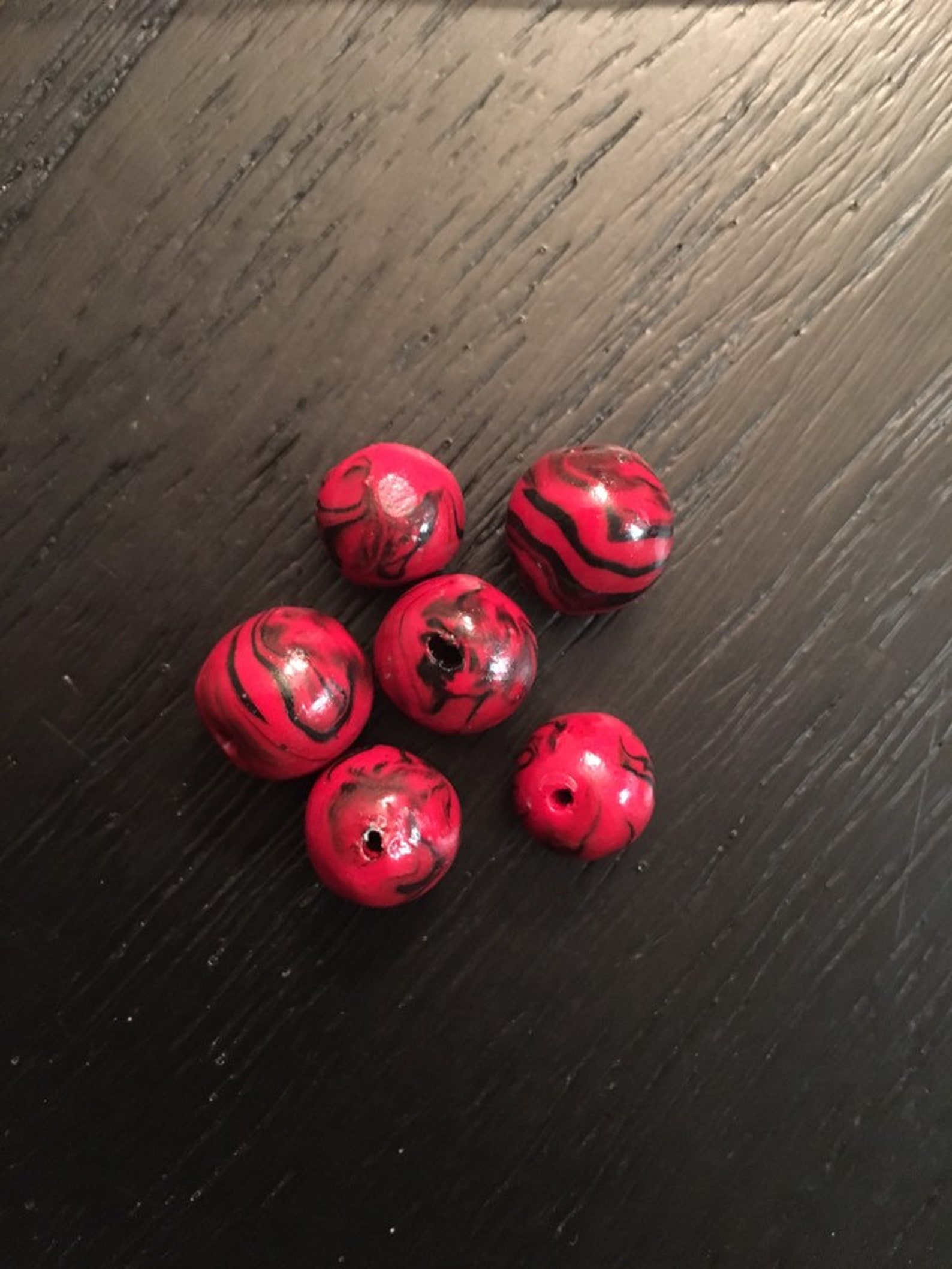 Handmade Red and Black Round Beads Etsy