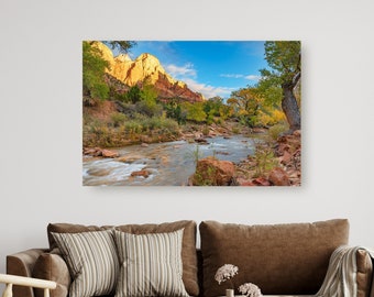 Zion Canyon River, Zion National Park, Zion Art, Zion Canvas Print, Angels Landing Zion, Zion poster, Zion wall art, Utah Canvas, Utah Art