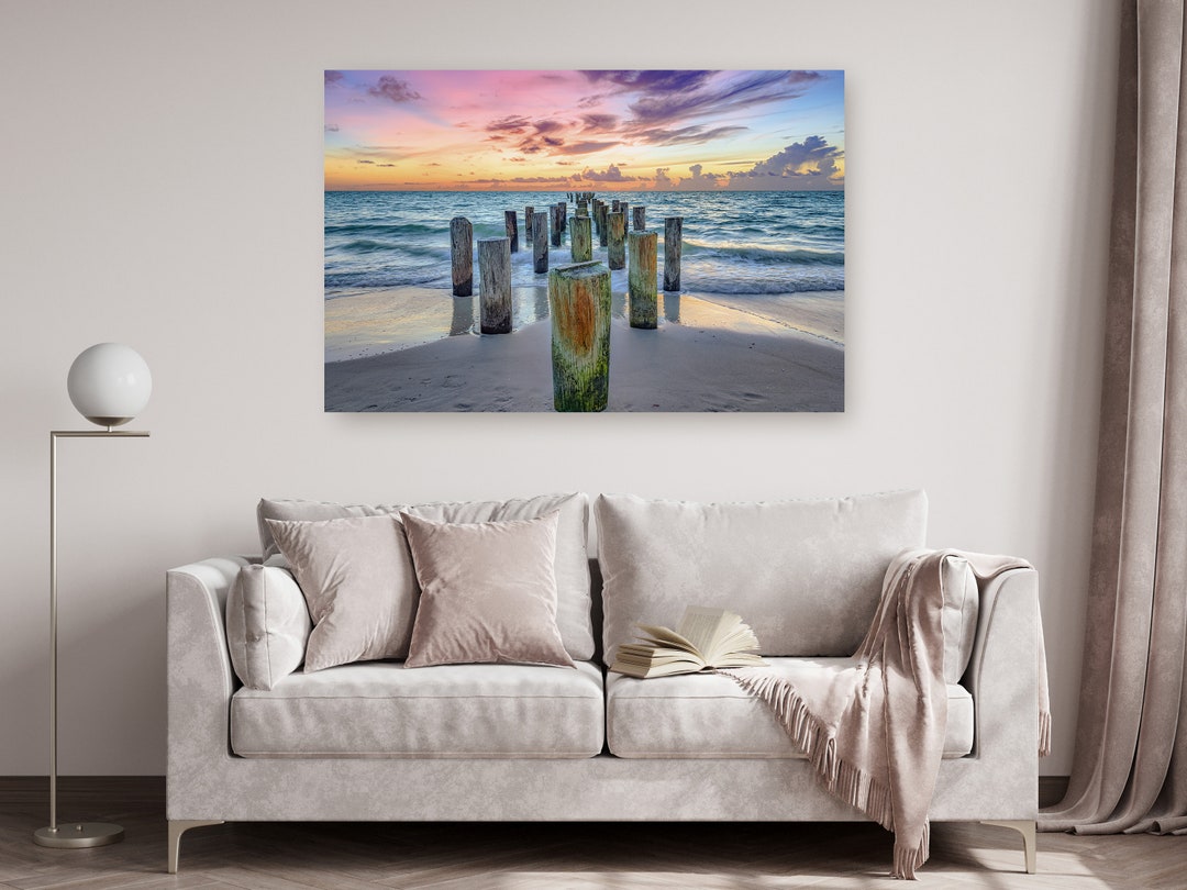 Naples Canvas Print, Naples Sunset Art, Florida Naples Sunset Beach