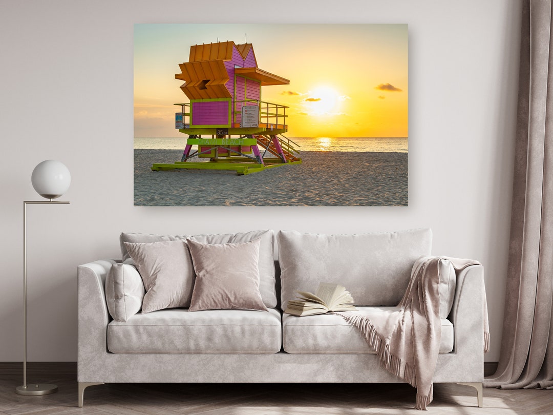 Miami Beach Canvas Art Miami Beach Lifeguard Miami Fine Art Etsy