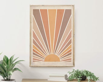 Boho sun geometric prints Printable wall art set Digital Prints modern home decor bedroom
