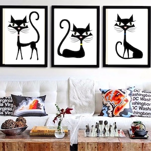 Set of 3 Printable wall art set Digital Prints cats home nursery decor