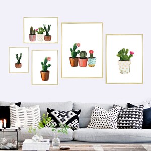 5 designs! Printable wall art set of 5 Digital Prints watercolor cactus botanical flowers decor