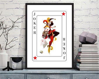 Joker-poster afdrukbare kunst Digitale prints speelkaarten afdrukbare muurkunstprints