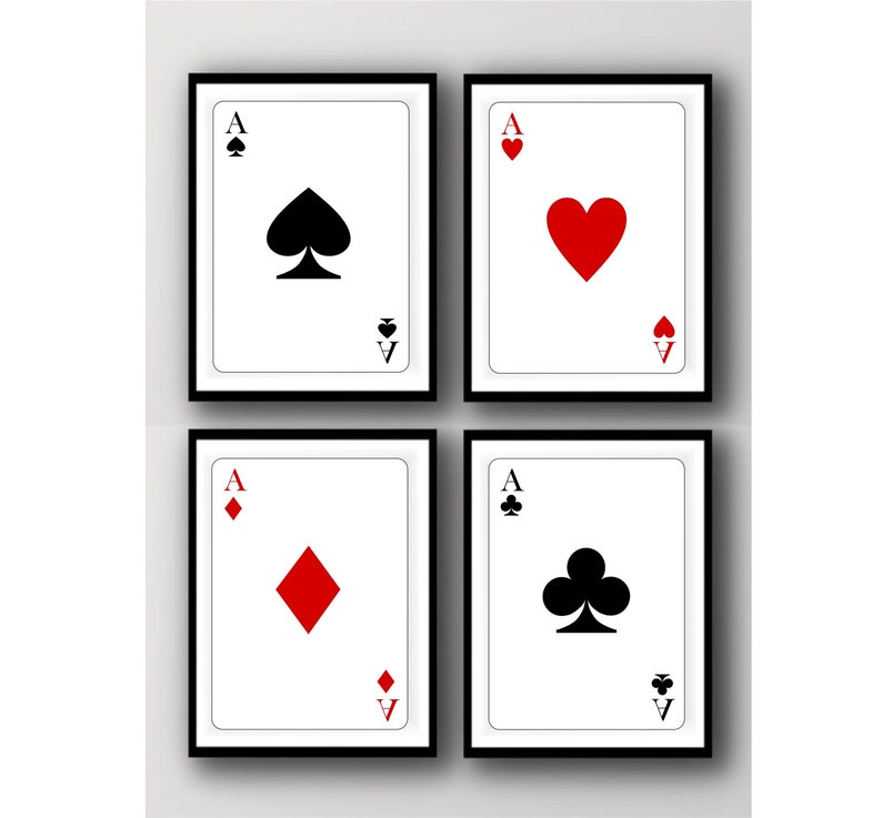 Printable Wall Art Set of 4 Ace Digital Prints Playing Cards - Etsy