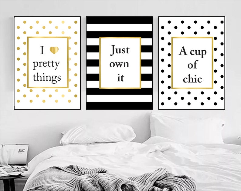 Set of 3 Printable Wall Art Set Geometric Prints Black and | Etsy