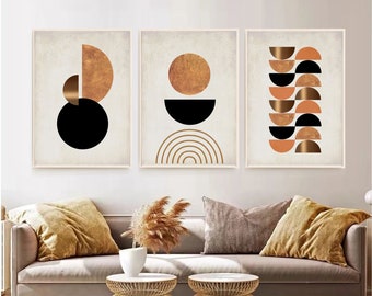 Set of 3 boho geometric prints Printable wall art set Digital Prints modern home decor bedroom