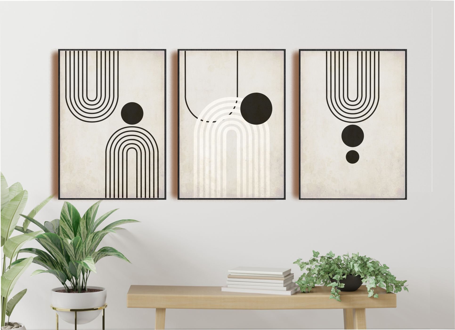 Set of 3 Boho Geometric Prints Printable Wall Art Set Digital - Etsy