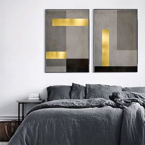 Set of 2 Geometric Prints Black and Gold Printable Wall Art Set Digital ...