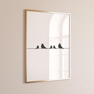 Zwart-wit afdrukbare poster vogels print muurkunst Woondecoratie