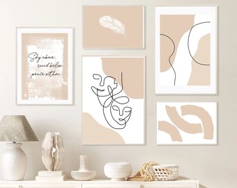 Set of 5 boho prints Printable wall art set Digital Prints modern home decor bedroom