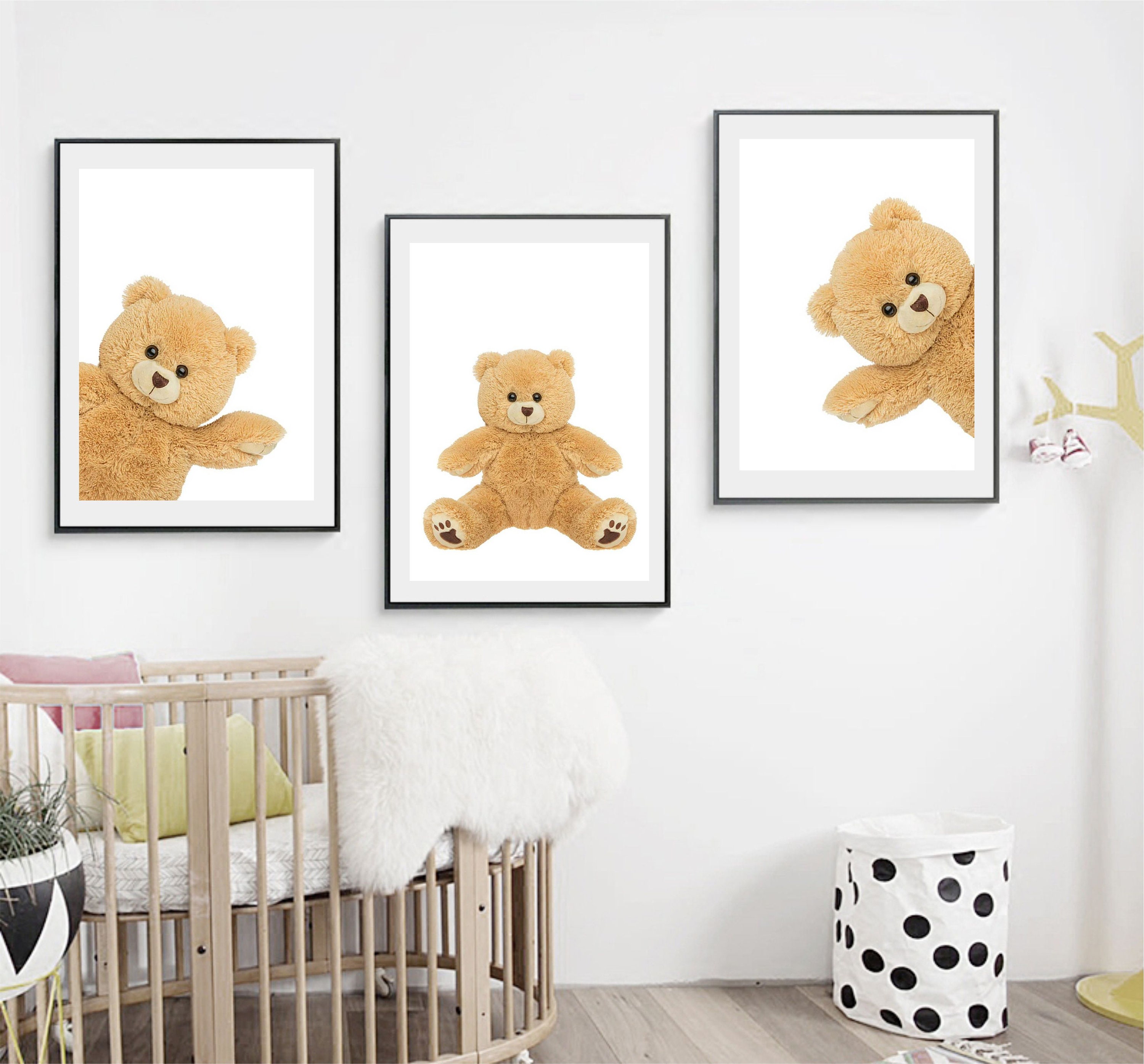 Set of 3 nursery printable wall art set teddy bear Digital | Etsy