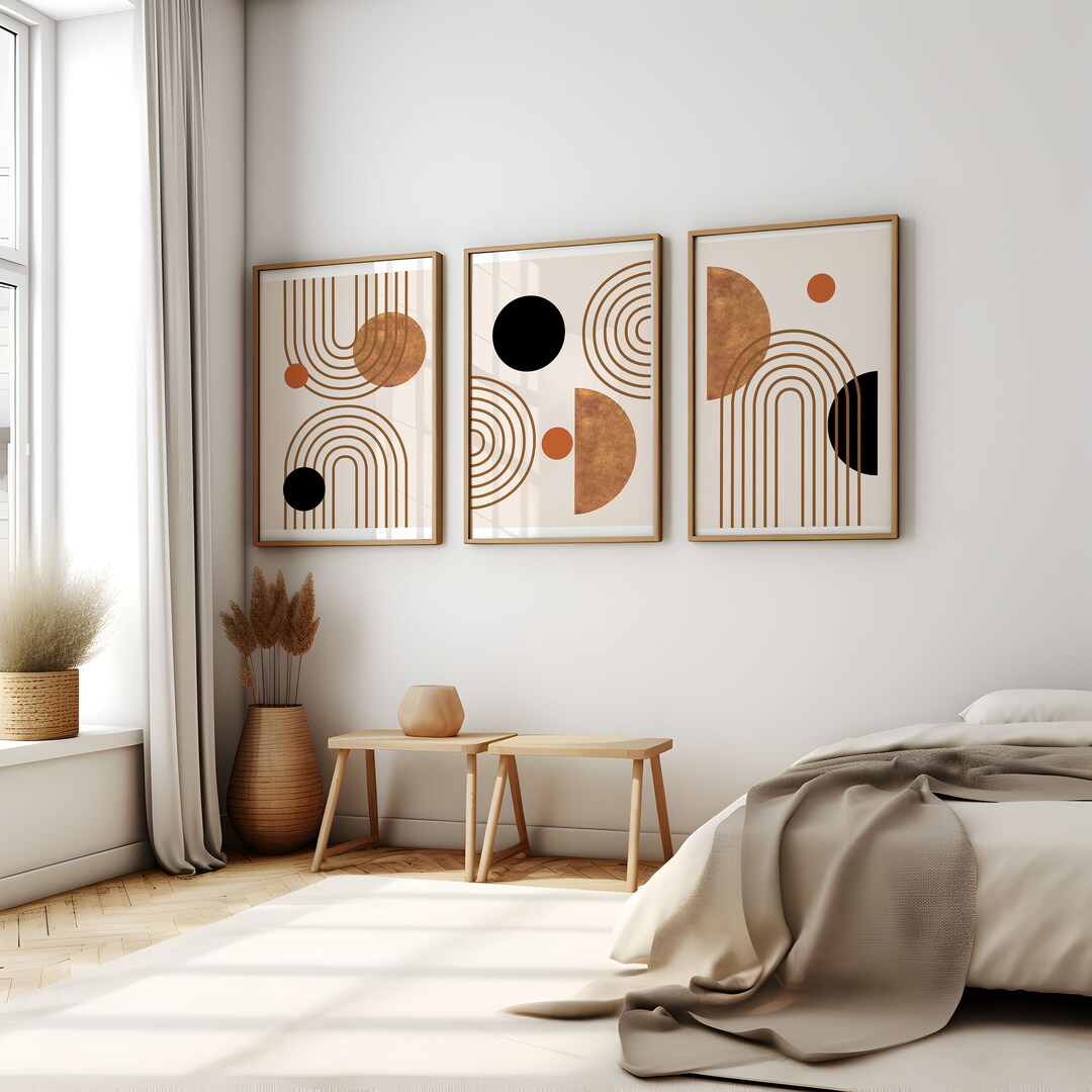 Set of 3 Boho Geometric Prints Printable Wall Art Set Digital Prints ...