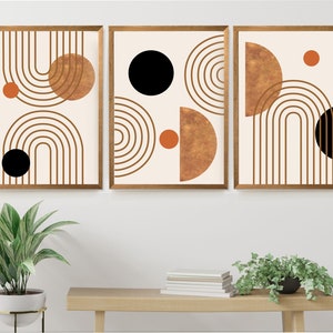 Set of 3 Boho Geometric Prints Printable Wall Art Set Digital Prints ...