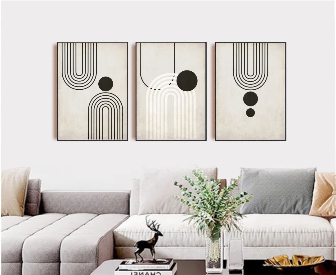 Set of 3 Boho Geometric Prints Printable Wall Art Set Digital - Etsy