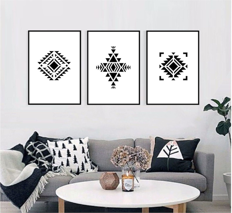 Set of 3 Printable Wall Art Set Black and White Digital Prints Etsy