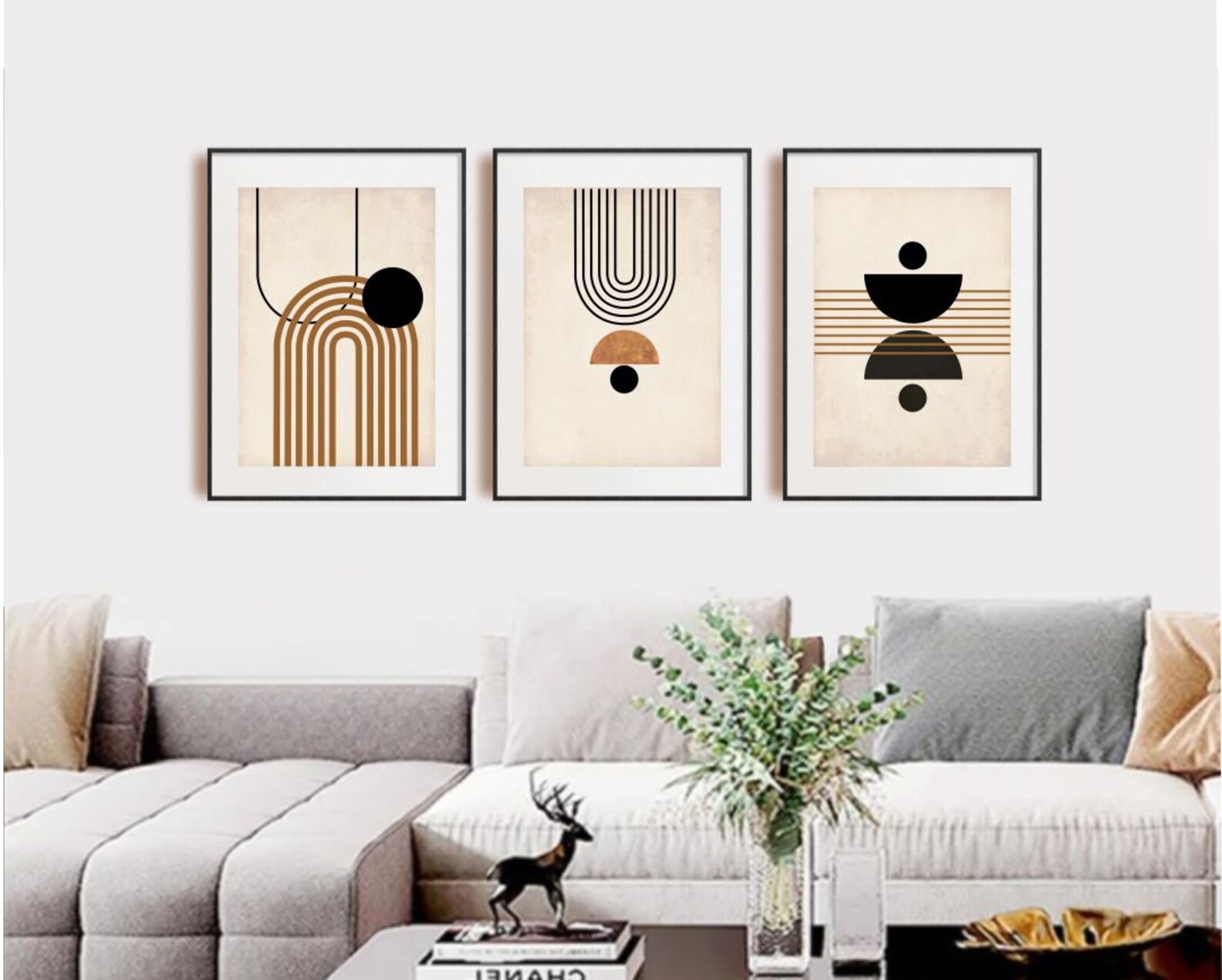 Set of 3 Boho Geometric Prints Printable Wall Art Set Digital Prints ...
