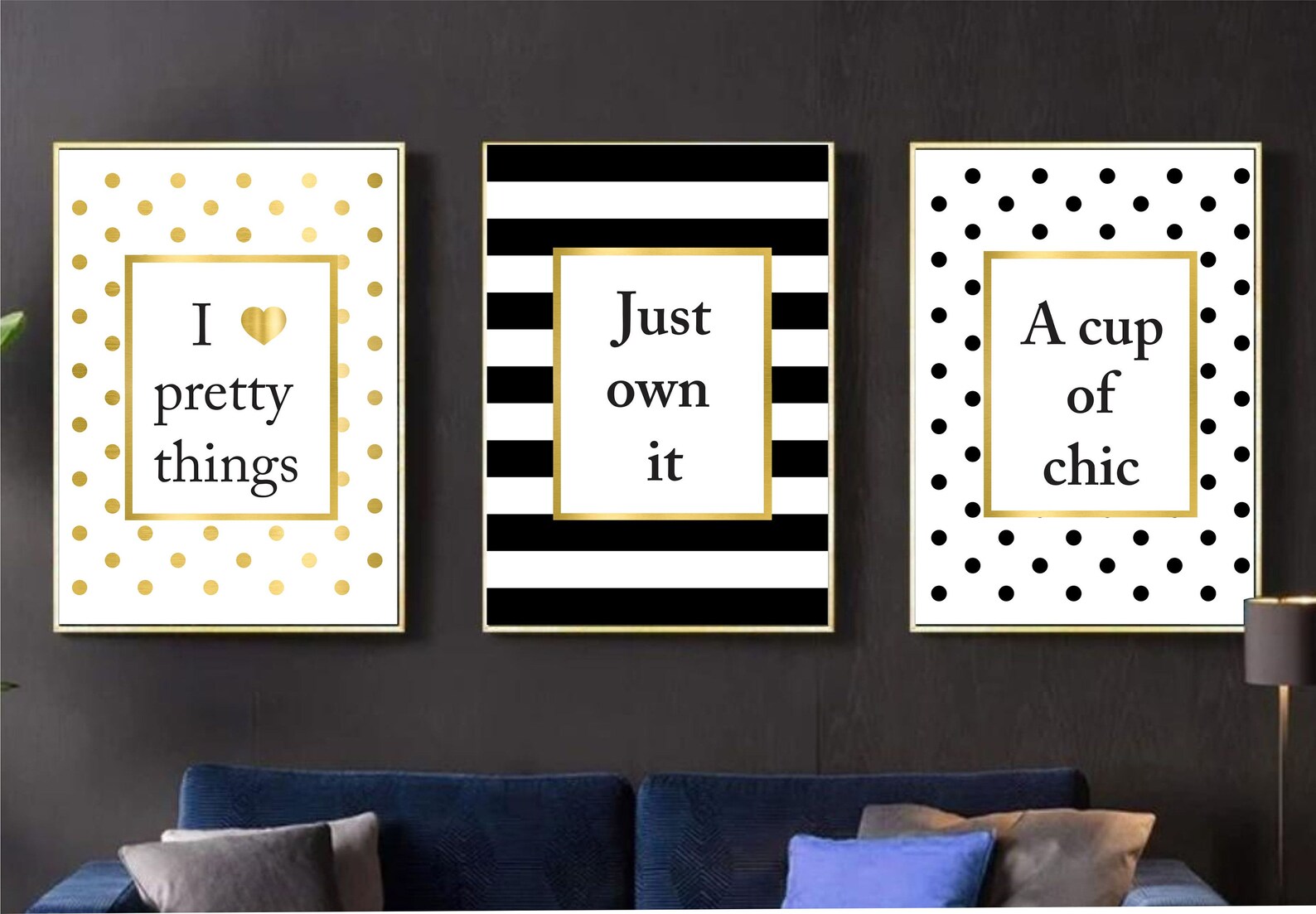 Set of 3 Printable Wall Art Set Geometric Prints Black and | Etsy