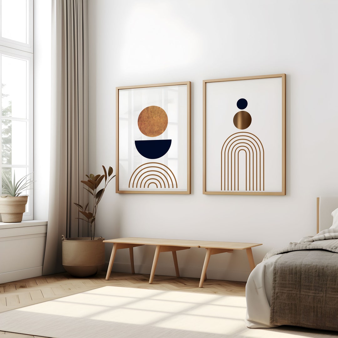 Set of 2 Boho Geometric Prints Printable Wall Art Set Digital Prints ...