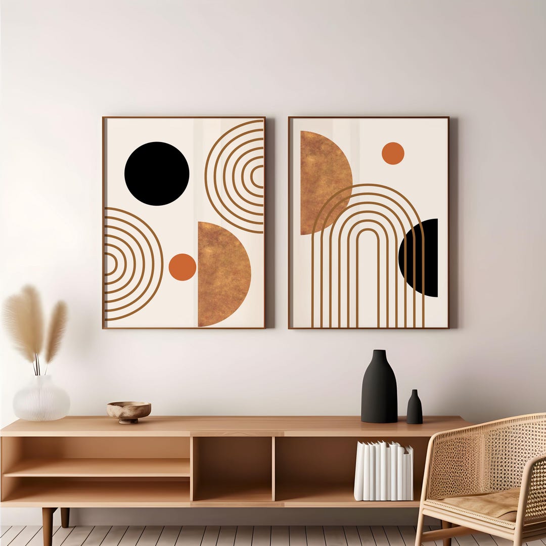 Set of 2 Geometric Prints Printable Wall Art Set Digital Prints Modern ...