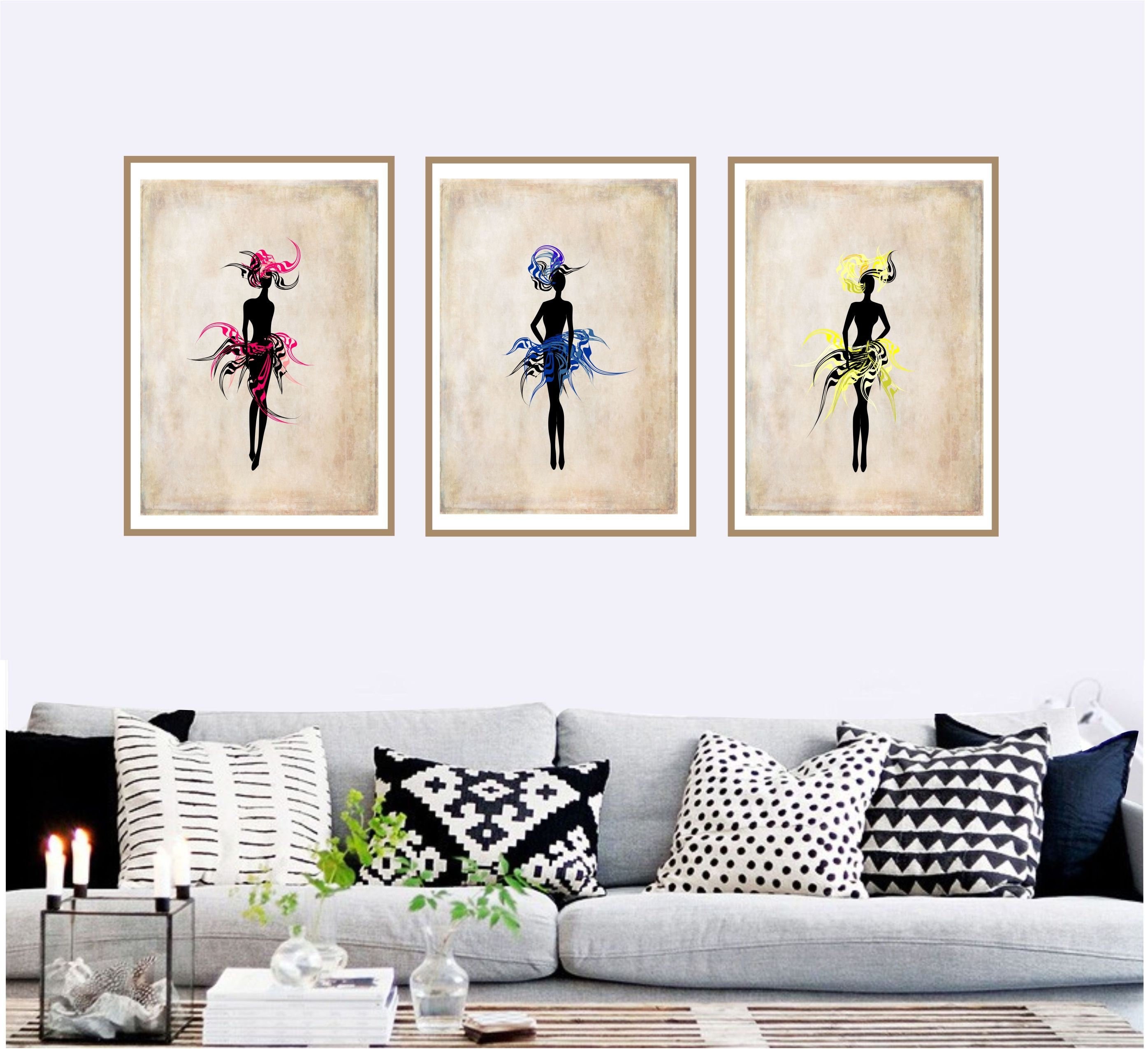 Set of 3 Printable wall art set women print digital Prints Etsy