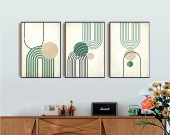 Set of 3 boho geometric prints Printable wall art set Digital Prints modern home decor bedroom