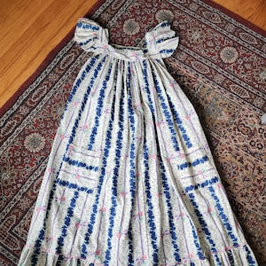 Vintage Homemade Pinafore Apron Dress Floral Fabric Manes Corporation