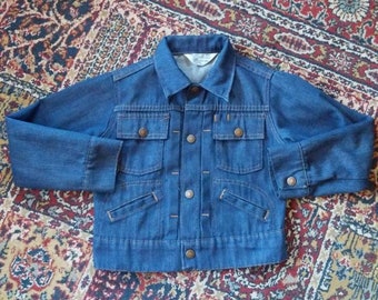 Vintage 70s Jcpenney Kids Denim Jean Jacket Selvedge 6 7 8