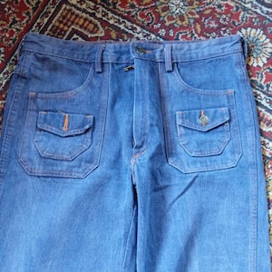 Unusual Vintage Indigo French Workwear Denim Jeans 44 13 Star Buttons
