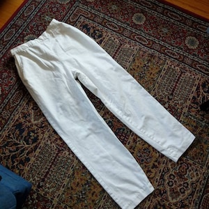 Vintage 90s Nautica White Trousers Button Sides Size 8 Made in Hong Kong