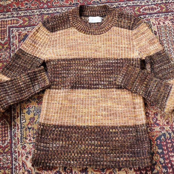 Vintage 70s 80s Pandora Space Dye Brown Sweater Small