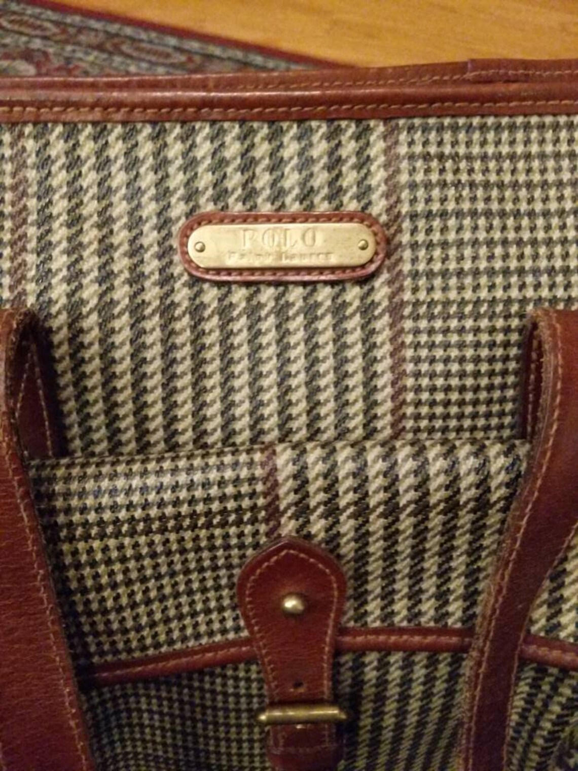 Vintage Polo Ralph Lauren Houndstooth Plaid Purse Tote Handbag Etsy