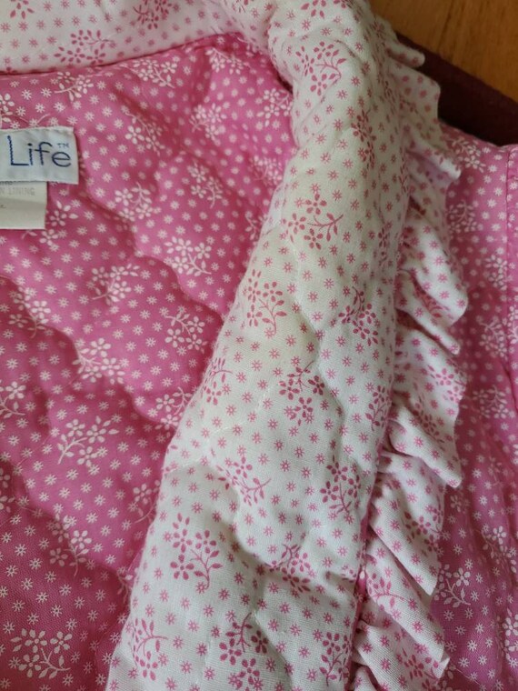 Vintage 70s 80s Lazy Life Quilted Long Rove Pink … - image 5